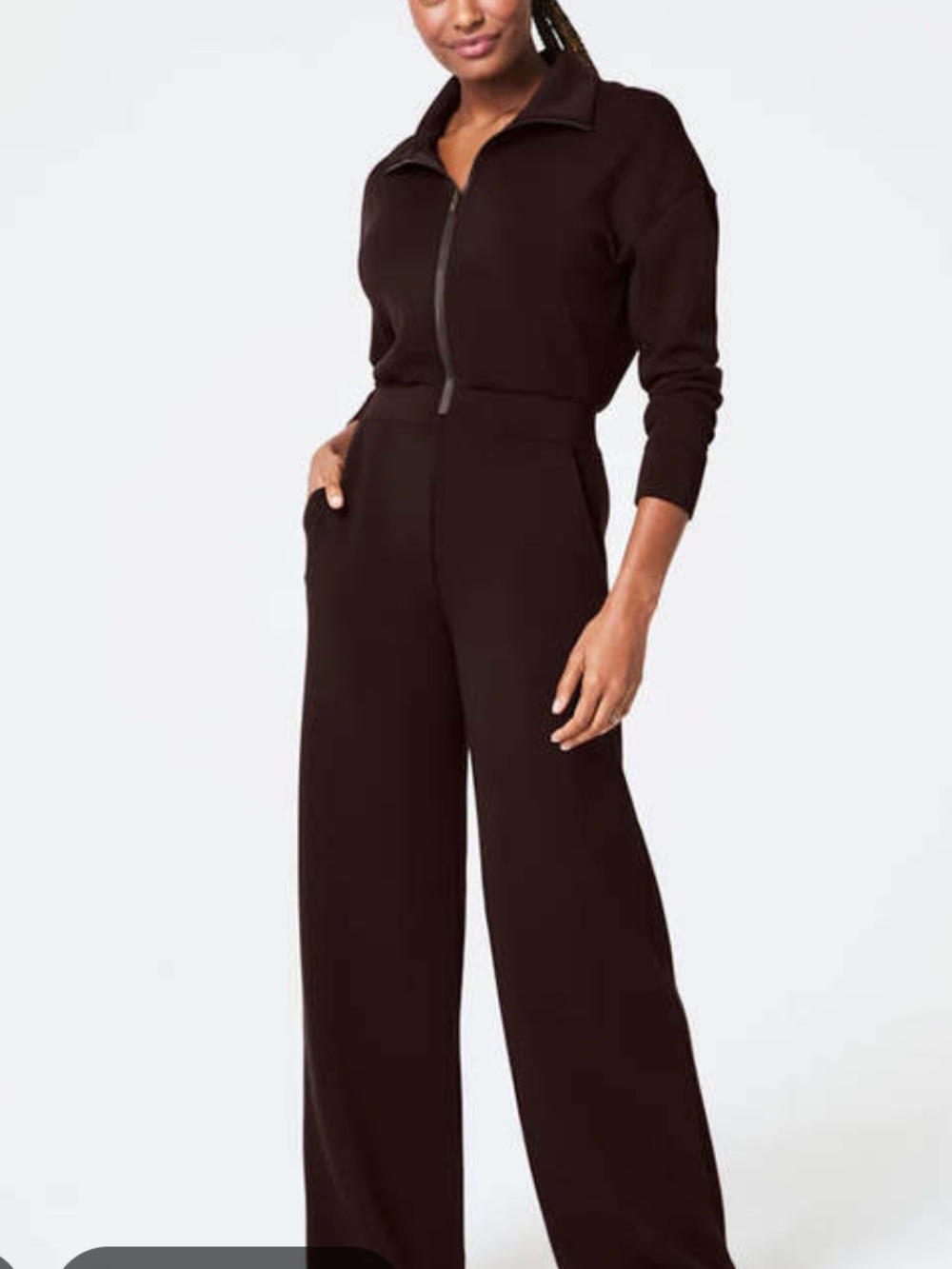 SPANX Wide-Leg Jumpsuit in Truffle Brown